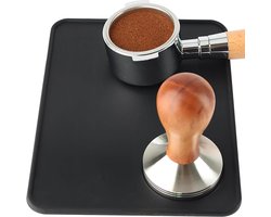 Tampermat met randbescherming Siliconen koffietampermat Espresso-koffiemat Accessoires Antislip perspoederpad Barista-accessoires Onderlaag voor geperst koffiepoeder Tampingmat Zwart