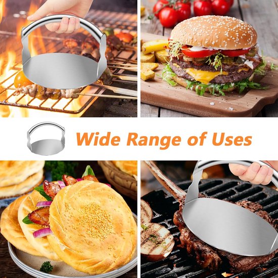 FMprofessional Burgerpresse Küchenhelfer Edelstahl Presse Grillen Küchenutensil