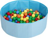 Selonis Opvouwbaar ballenbad voor kinderen met 100 plastic ballen ∅6cm - 80x23cm Ballenbad baby - Speelbad - Ballenbak kinderen rond - Kunststof ballen - Blauw: Geel Groen Blauw Rood Oranje