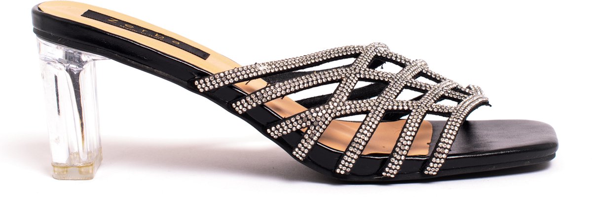Zerba - Dames Sandalen - Maat 40 – Zwart Lak Leer – Equense