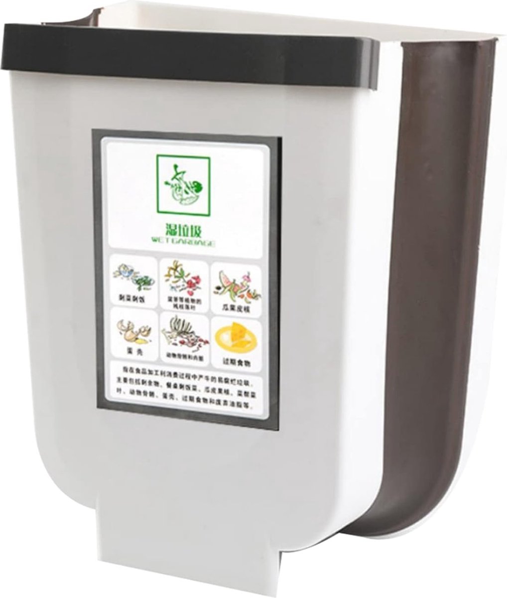 Goedkoopste Inklapbare Hangende Keukenafvalemmer - 9 Liter Kunststof Wandhouder voor Werkblad