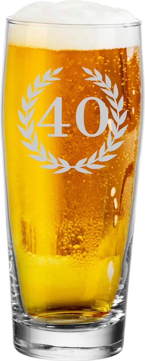 Willi Becher Bierglas mit Gravur 40. Jubiläum 0,5 l