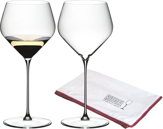 Chardonnay Weingläser + Poliertuch Veloce 690 ml Set van 2