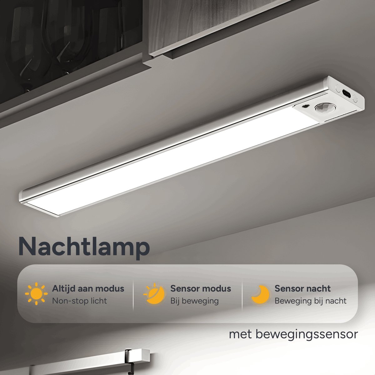 Omniscient® Led Lamp met Bewegingssensor - Kastverlichting - Keukenverlichting Onderbouw Led- Nachtlampje - Meerdere Kleurtemperaturen - Dimbaar - 30 cm - Nachtlampje met Sensor - Binnen - USB-C Oplaadbaar - Trapverlichting - Magnetisch - Kastlamp — cadeau in Wonen & Interieur - foto 3