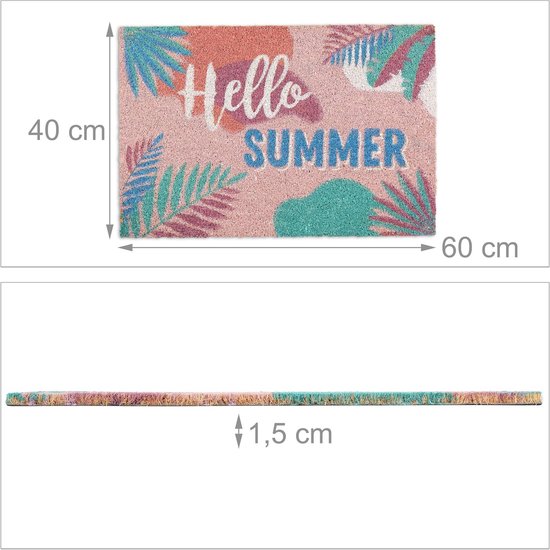 Kleurrijke Kokos Deurmat met Zomerse Print - 40x60 cm Antislip Schoonloopmat voor Binnen en Buiten