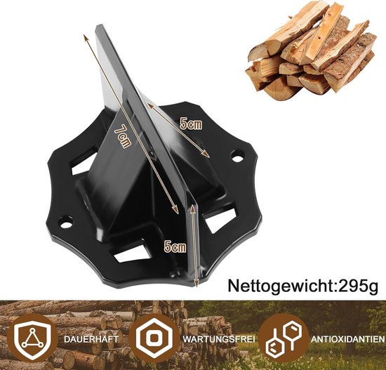 Houtklover, handmatige houtklover, draagbare aanmaakhoutklover, gereedschap voor brandhout, veilige houtklover met wig, houtkloverstandaard, houtsnijder voor open haard, kamperen in de buitenlucht - koolstofstalen (groot 800 g) van Houtklover — afbeelding 3