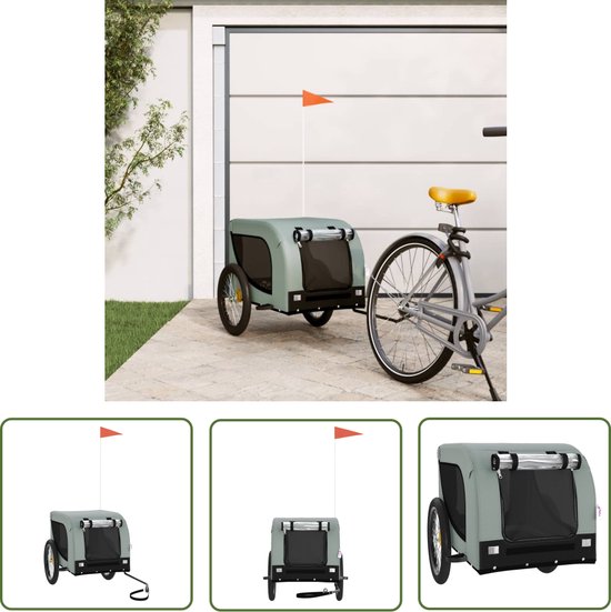 VidaXL Hondenfietstrailer Oxford Stof en IJzer Groen en Zwart - Fietskar Buggy voor Hond