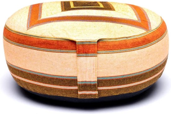 Meditatiekussen crème/oranje patroon multi - 33x17 - Boekweit - Katoen - Meerkleurig van Yogi & Yogini — afbeelding 5