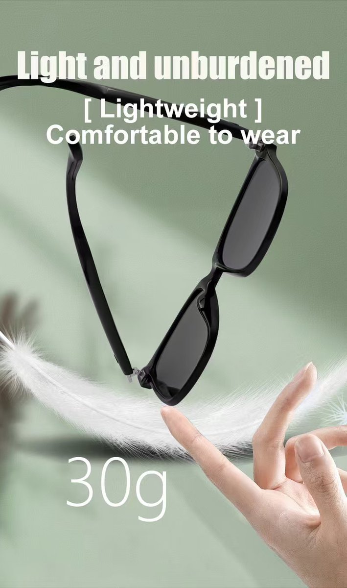 Bluetooth Zonnebril-Smart Glasses - Zonnebril Bluetooth - Ingebouwde Speakers voor muziek-Smart touch - bilateral magnetic charging - active noise reduction - IPX5 waterproof - Gepolariseerd Glas - Lichtgewicht-Bluetooth 5.3-unisex van Merkloos — afbeelding 5