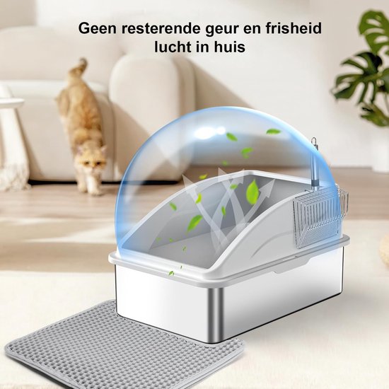 Kattenbak RVS XXL - Gemakkelijk schoon te maken - Geurvrij, Lekvrij en
