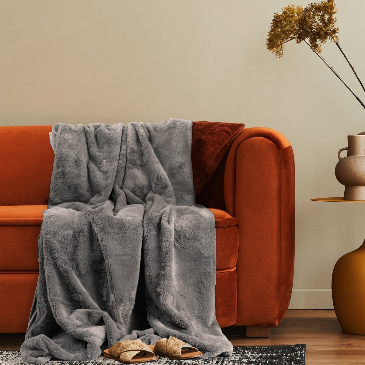 Paco Home Decoratieve Woondeken Gezellige Sprei Sofa Deken Wasbaar Zacht Antraciet