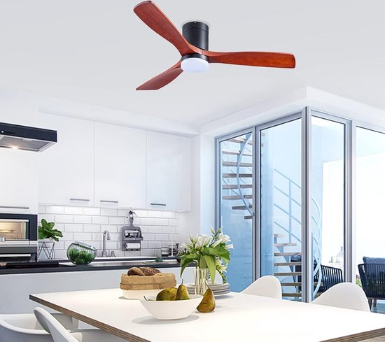 Airwit 132 cm grote plafondventilator met verlichting, dubbelzijdige vleugels, stille plafondventilator met afstandsbediening en omkeerbare DC-motor voor slaapkamer en woonkamer