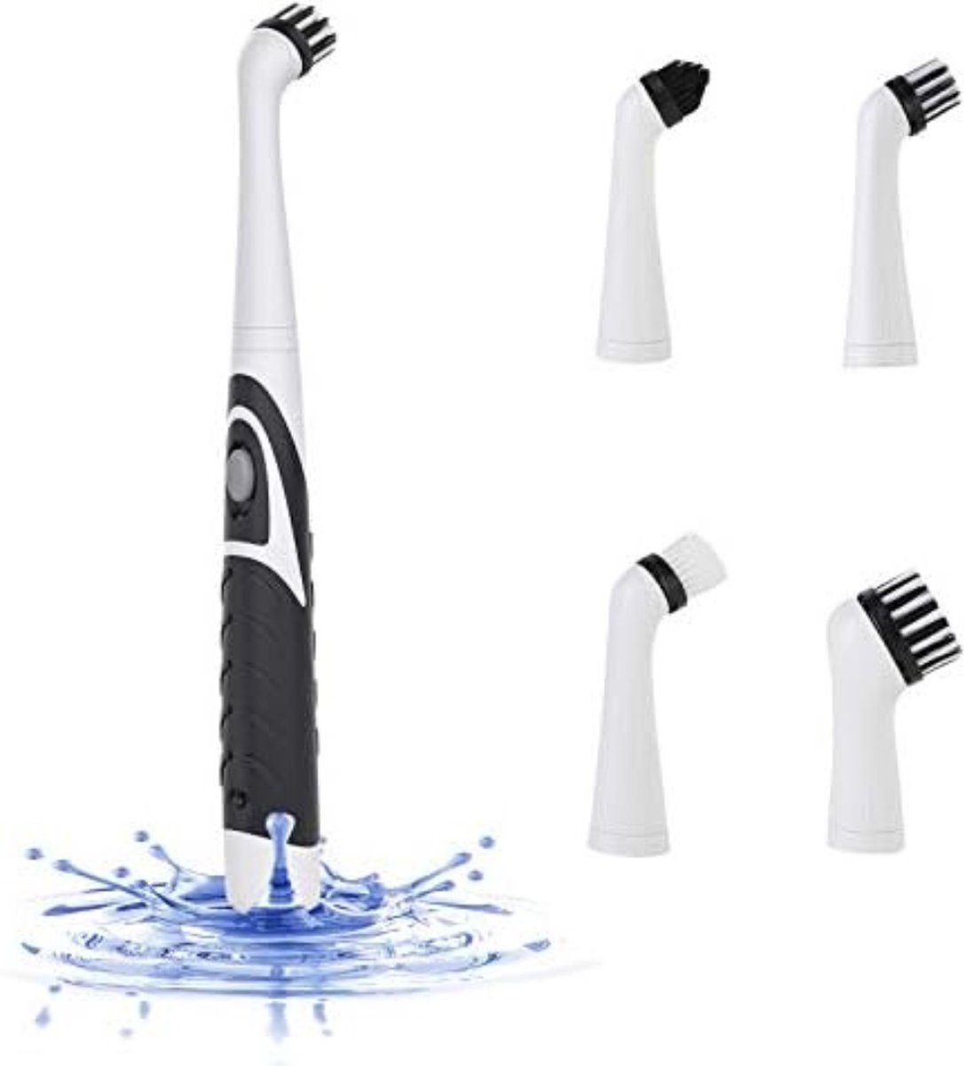 Goedkoopste Solacis - Elektrische schoonmaakborstel - Elektrische schrobborstel - Reinigingsborstel - Scrubber - Werkt op AA batterijen - Diverse opzetstukken - Wit/Zwart