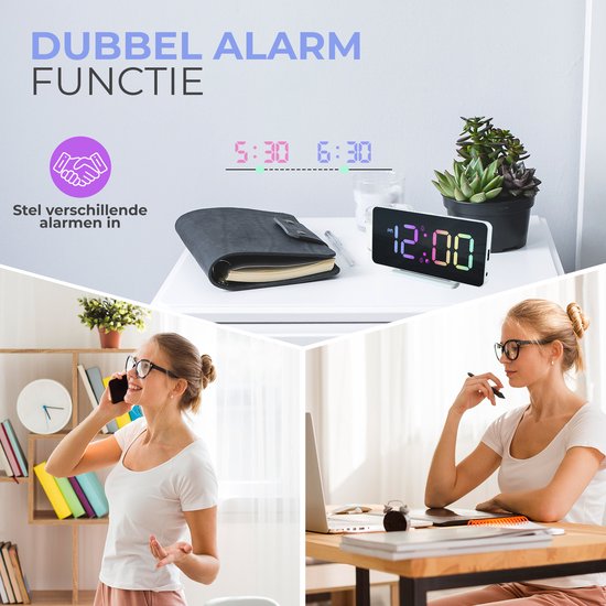Caliber Wekker - Digitale Wekker - Slimline - Twee alarmen - Groot Dimbaar Display