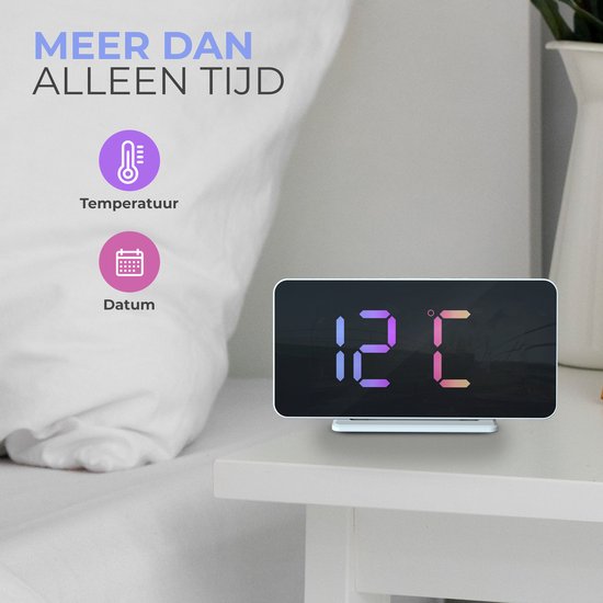 Caliber Wekker - Digitale Wekker - Slimline - Twee alarmen - Groot Dimbaar Display