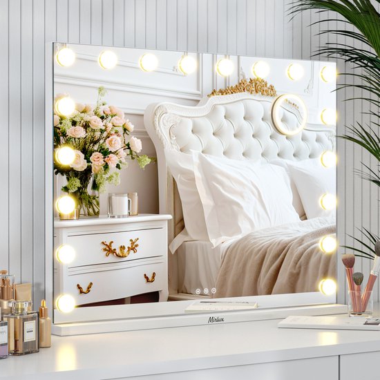 Miroir Hollywood Make Up Mirlux avec Siècle des Lumières - Wit - 80x60