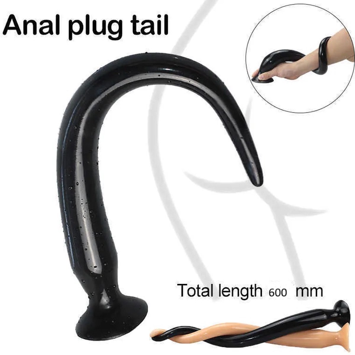 Goedkoopste Extreme Anaal Trainer - Extra Lange Buttplug - Super Lange Zwarte Buttplug 60 cm