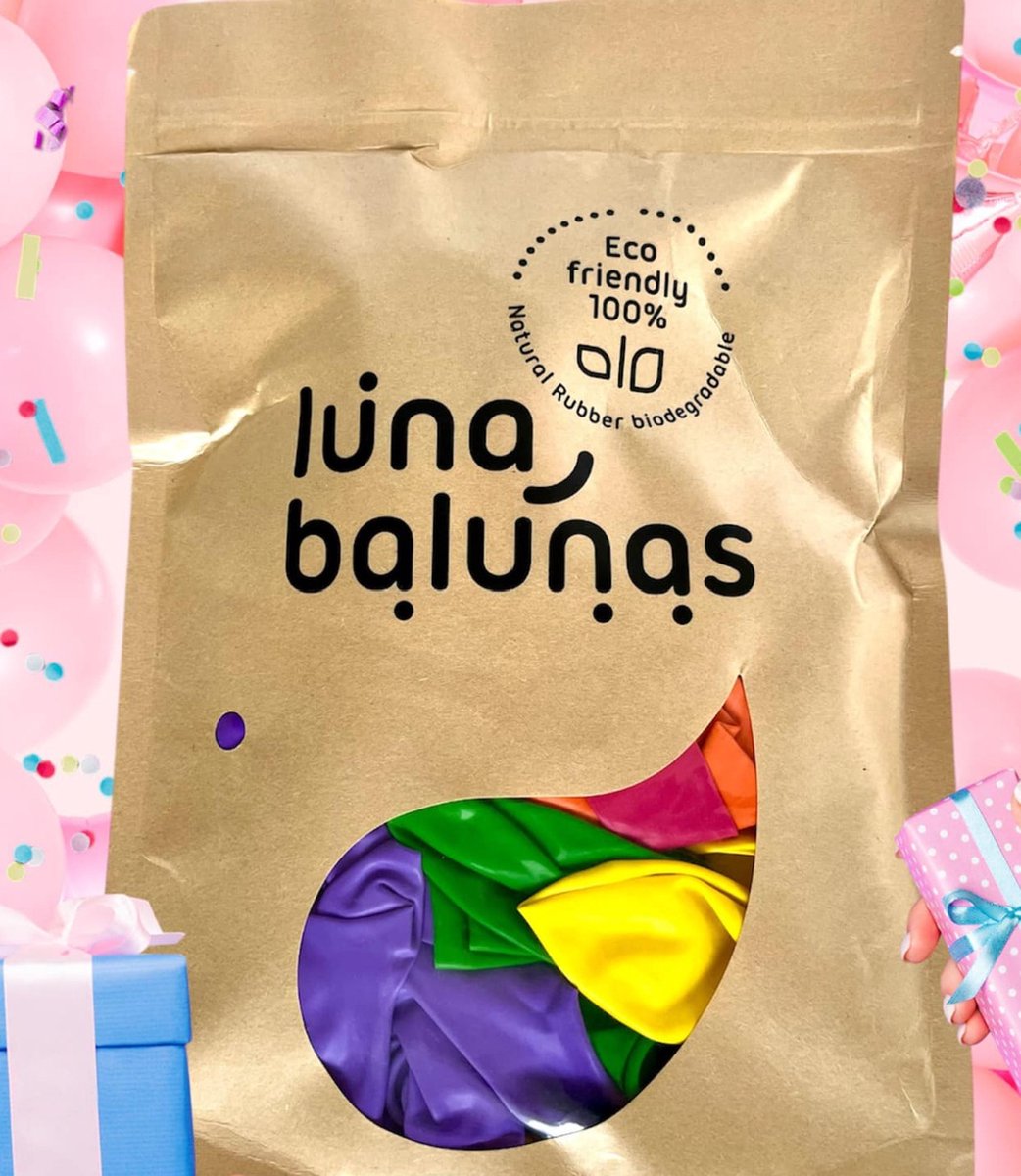 Luna Balunas Gekleurde Latex Ballonnen Regenboog 50 Stuks - paars roze geel groen- Verjaardag feest versiering - Eco friendly FSC — afbeelding 3