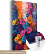 MuchoWow® Tableau en verre 100x150 cm - Peinture sur verre acrylique - Fleurs - Coloré - Abstrait - Moderne - Photo sur verre - Décoration murale salon - Décoration murale chambre à coucher - Tableaux