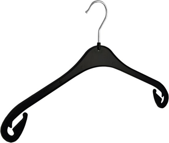 De Kledinghanger Gigant - 60 x Cintre pour chemisier / cintre pour chemise NA43 en plastique noir avec encoches pour jupe et antidérapant sur les épaules, 43 cm