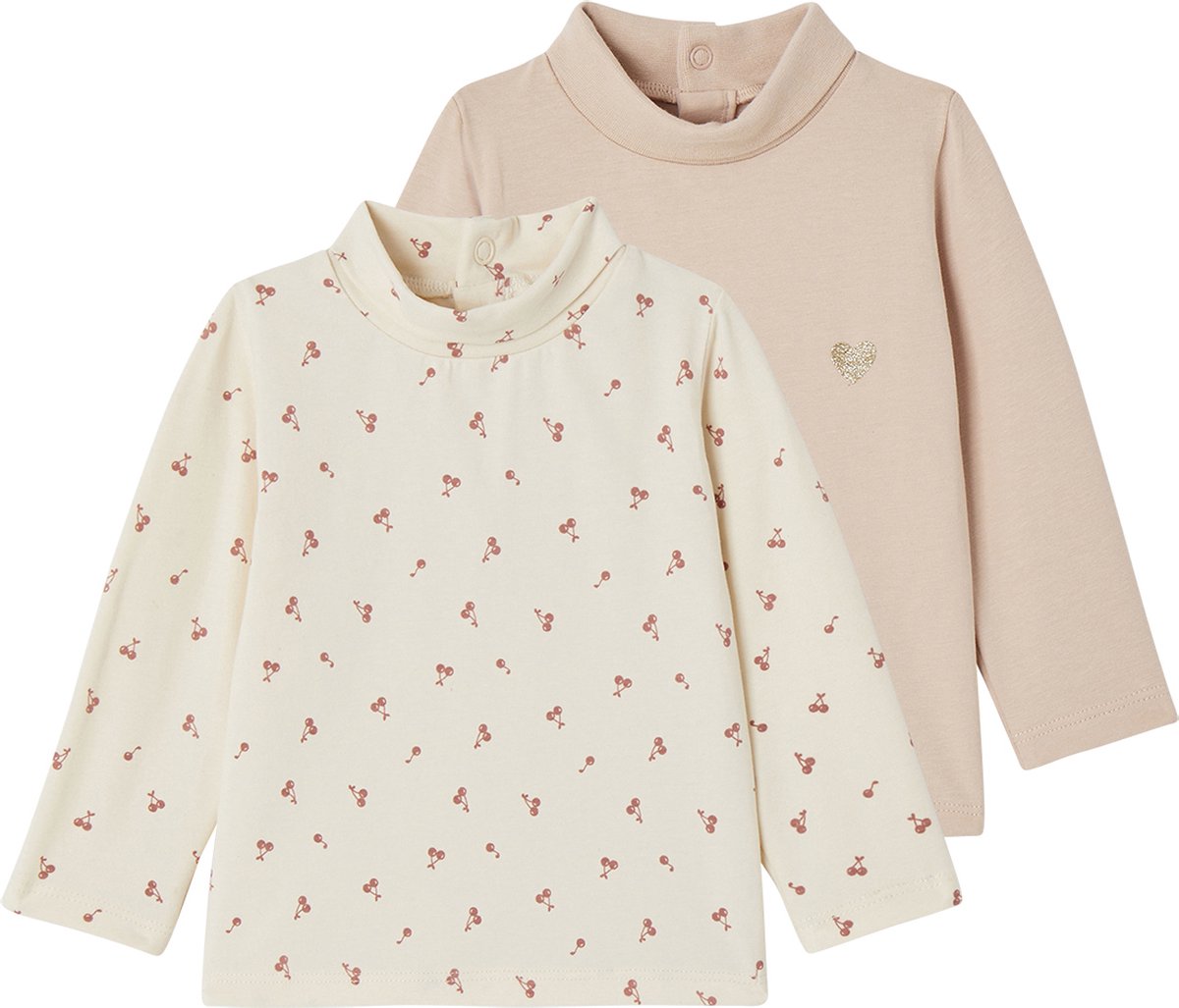 Vertbaudet Set van 2 babyshirts met rolkraag