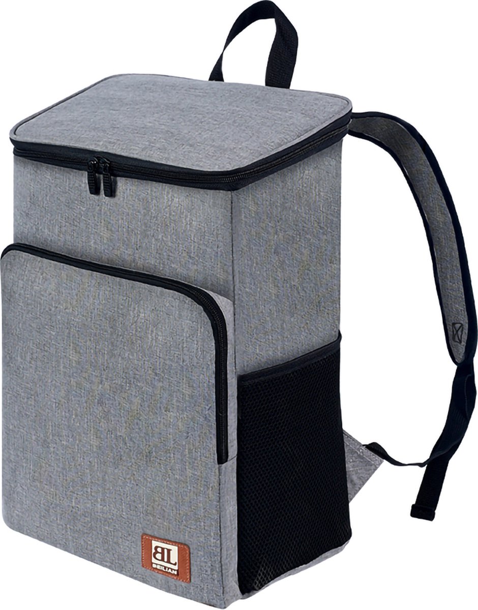 Rainbecom - Koeltassen - Lunchtas – 30x18x40 cm – 20 Liter - Grijs - Isolatie - Kationisch Polyester - Rugzak - Handvat Riem - Koeltas - Lunch Bag - Geïsoleerde Koeltas - Picknicktas