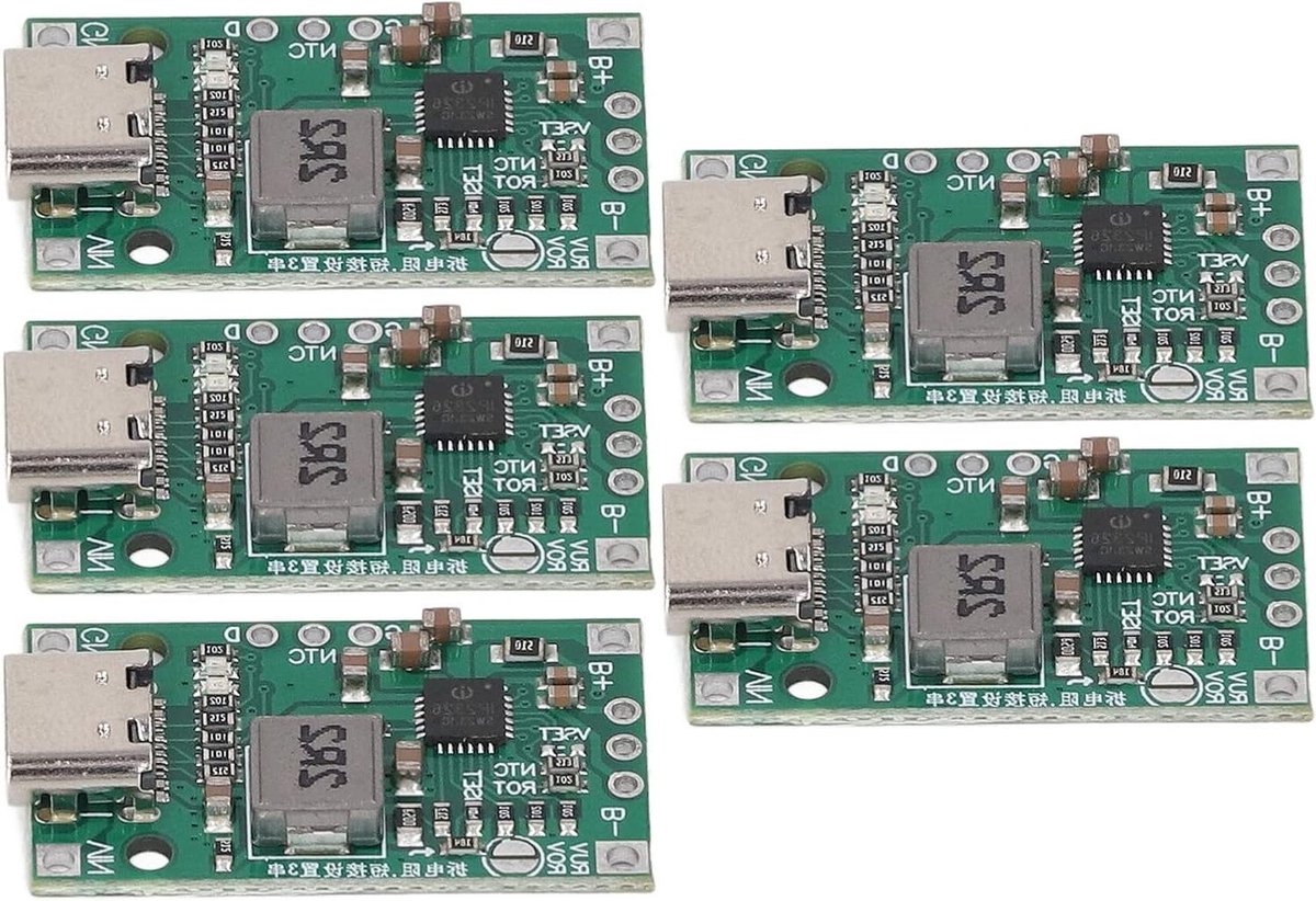 Battery Charge Step Up Module High Efficiency LED Indicator Type C Battery Charging Boost Board Circuit Protection 5PCS voor 2‑3S lithiumcellen Elektronische componenten - Hoge Efficiëntie
