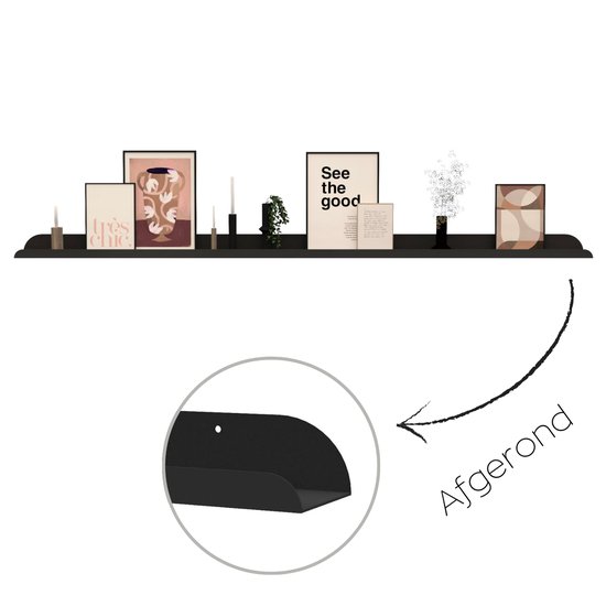 Hoya living - Fotolijstplank Lima - metaal - 150cm - Kleur Zwart