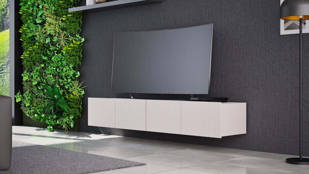 Promeubels - Tv meubel Kingston - Kasjmier (Beige) - 200cm (2x 100cm) - Tv kast - Hangend of staand