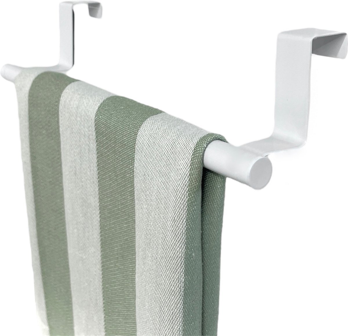 Hoya living - RVS Handdoekrek keukenkastje - VALI 23cm Wit - voor 1 handdoekje - zonder boren - alternatief voor handdoekhaakjes