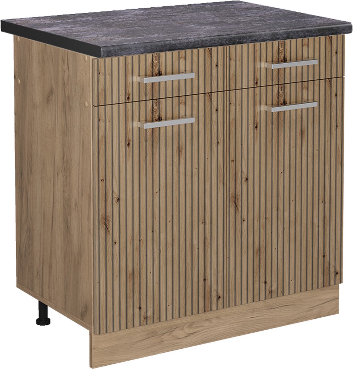 Vicco R-Line Keukenonderkast – 80 cm, WB Antraciet Artisanaal eiken Artisanaal eiken/Goudkleurig Eiken