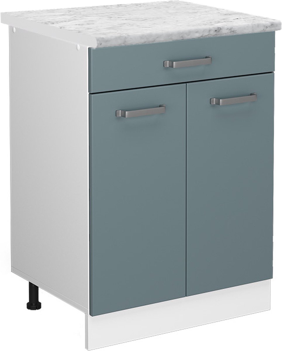 Vicco R-Line Keukenonderkast – 60 cm WB Marmer Blauw-grijs Blauw-grijs/Wit