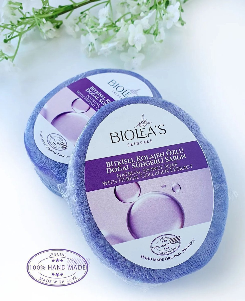 Goedkoopste Konjac Spons Zeep met Herbal Collageen – Strakkere Poriën & Verjongde Huid – Anti-Aging & Antibacterieel - Vegan - Cruelty Free