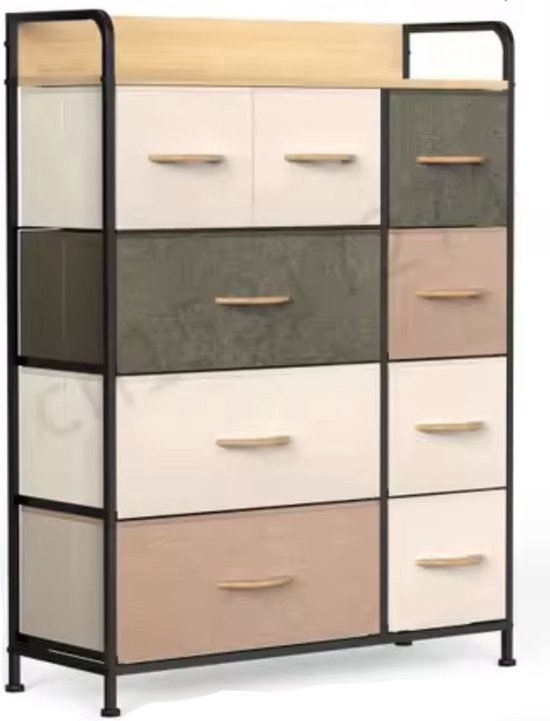 HOMCOM ladekast sideboard, 6 stoffen lades, 80 cm x 30 cm x 62,5 cm