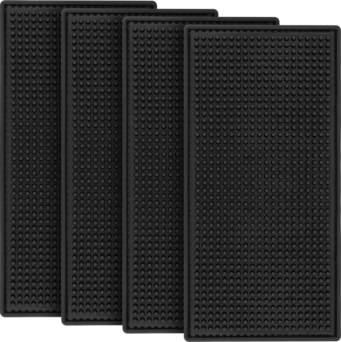 Goedkoopste Goodivery ® Barmatten Set van 4 Stuks voor Keuken en Bar - Antislip Rechthoekige Afdruipmatten in Zwart