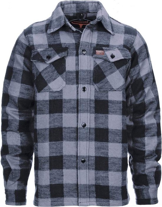 Foto: Longhorn houthakkers hemd zwart grijs lumberjack heren