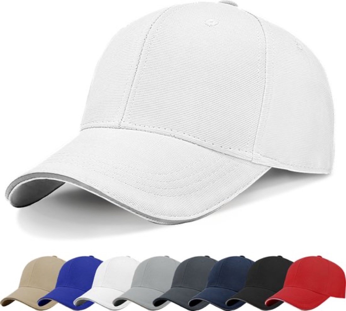 Baseball Cap Heren, Met Reflecterende Rand, Pet Dames, One Size, 55-60 CM – Wit