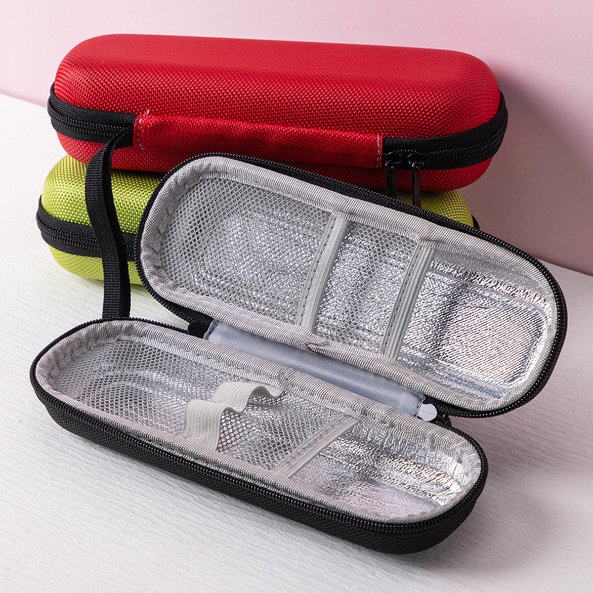 CURMIO Insuline Cooler Travel Case, Diabetische Medicatie Organizer Tas met Schouderriem voor Insuline Pennen en Diabetische Benodigdheden, Grijs
