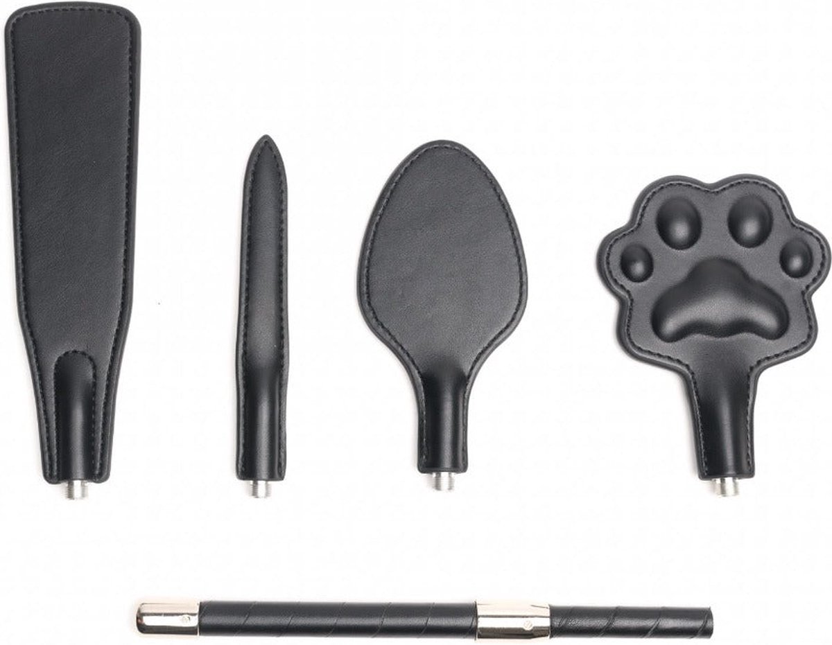 Goedkoopste 665 - Vegan Quad Paardrijzweepje - Crop - Met vier verwisselbare tips - Zwart