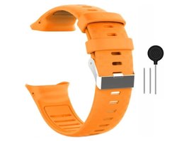 Oranje siliconen bandje geschikt voor de Polar Vantage V – Maat: zie maatfoto - horlogeband - polsband - strap - siliconen - rubber - orange