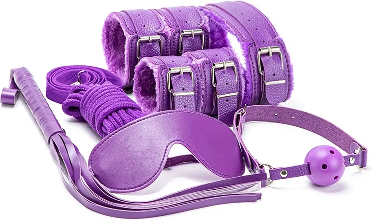 Goedkoopste Bdsm Extreme - Bdsm Set - Bdsm Masker - Bdsm Halsband - Paars - Mondbal