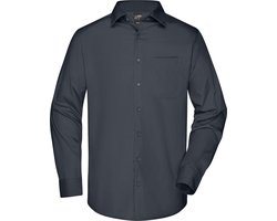James and Nicholson Heren Longsleeve Poplin Shirt (Koolstofgrijs)