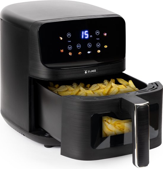 BluMill ColorTouch Airfryer 4500ml 1500W Zwart - BluMill - €49,95