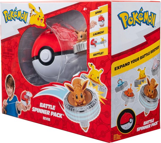 Pokémon Battle Spinner Pack met Eevee, Pikachu en Poké Ball.