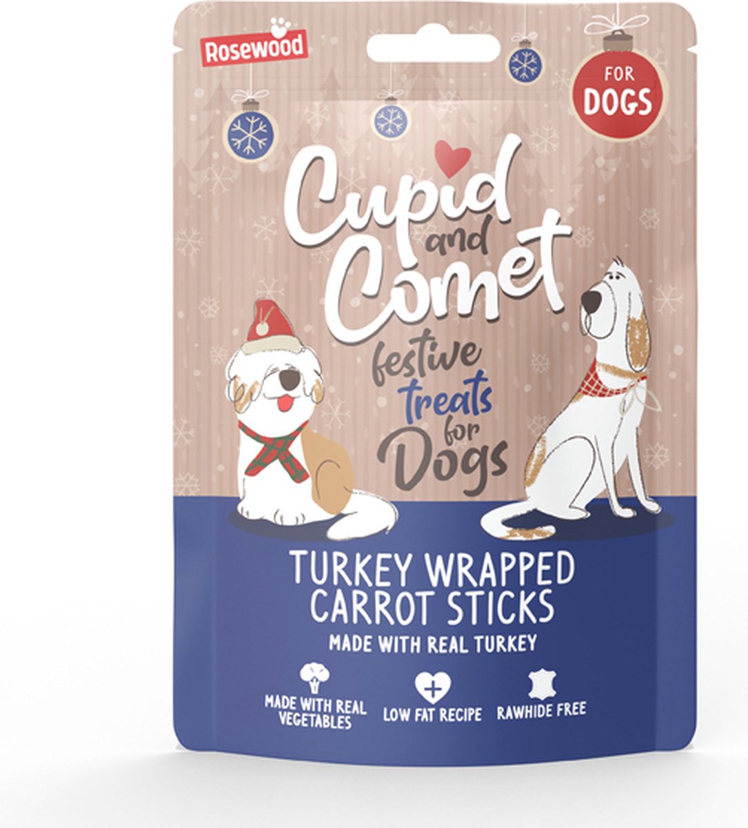 Hondensnacks Cupid & Comet - Kalkoen Wortel Twists - Glutenvrij, 100 gr