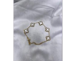 EHH beauty - Klaverarmband- goudkleur -witte klaver- accessoires - Cadeau moeder/dochter