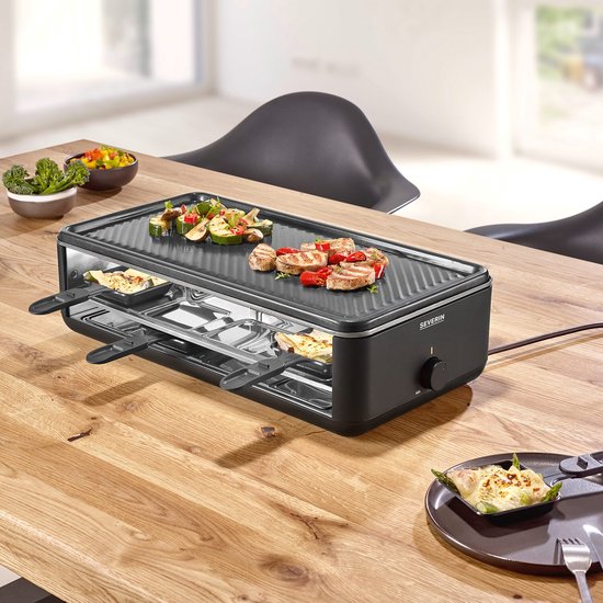 SEVERIN RG 2365 Black Line gourmetstel - PFAS vrije baklaag - 8 Personen - Temperatuurinstelling - Vaatwasserbestendig - 8 Pannetjes met parkeerfunctie — afbeelding 2