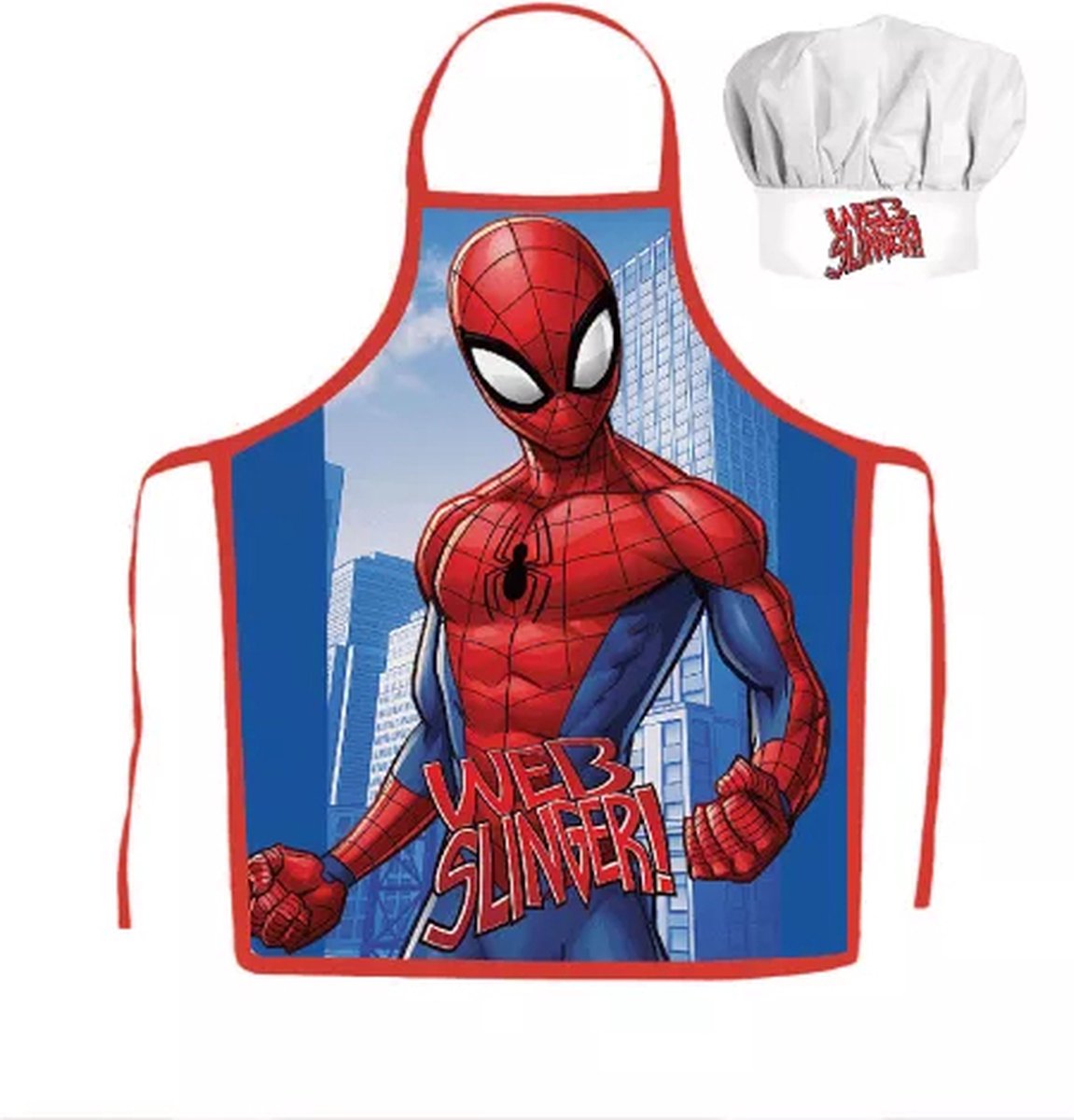 Spiderman Kokssetje Musts en Schort Web Slinger Rood/Blauw