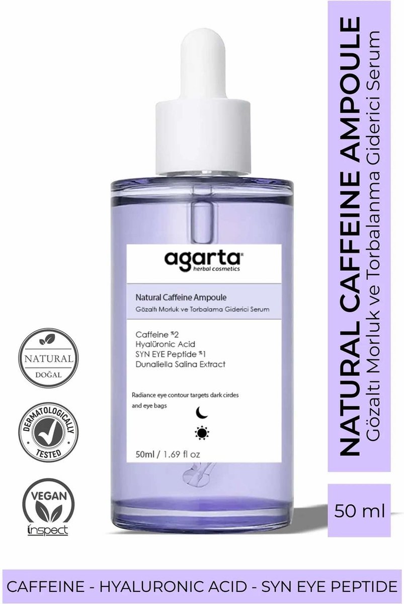Goedkoopste AGARTA Natuurlijke Cafeïne 2 Ampoule Serum Anti-kneuzing en puffend Cafeïne- en Peptidecomplex ampulserum voor donkere kringen en puffende verwijdering onder de ogen Hyaluronzuur SYN EYE-peptide 1 Dunaliella Salina-extract 50 ML = koreaco