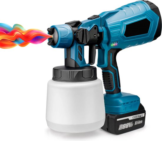 Foto: Elektrische verfspuitspistool met 2 accus verfspuit verfspuiten makita 18v verfspuitpistool verfspuit op accu verfpistool verfspuiten elektrische